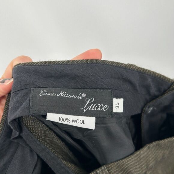 LINEA NATURALE Luxe Men's 100% Wool Olive Green Straight Leg Dress Pants Size 35 - Picture 5 of 5